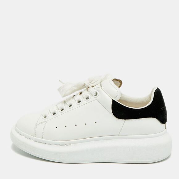 Alexander Mcqueen Shoes - Alexander Mcqueen Oversized Size 37.5 White/black Leather And Suede Low Top